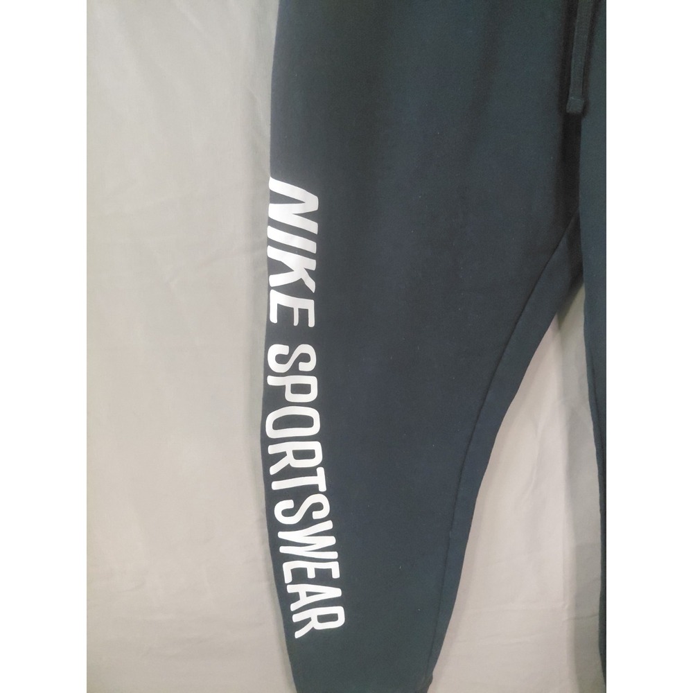 Nike Activewear Pants L Black Swoosh Embroidery Jogger Fleece Sportswear CLub - Picture 2 of 13